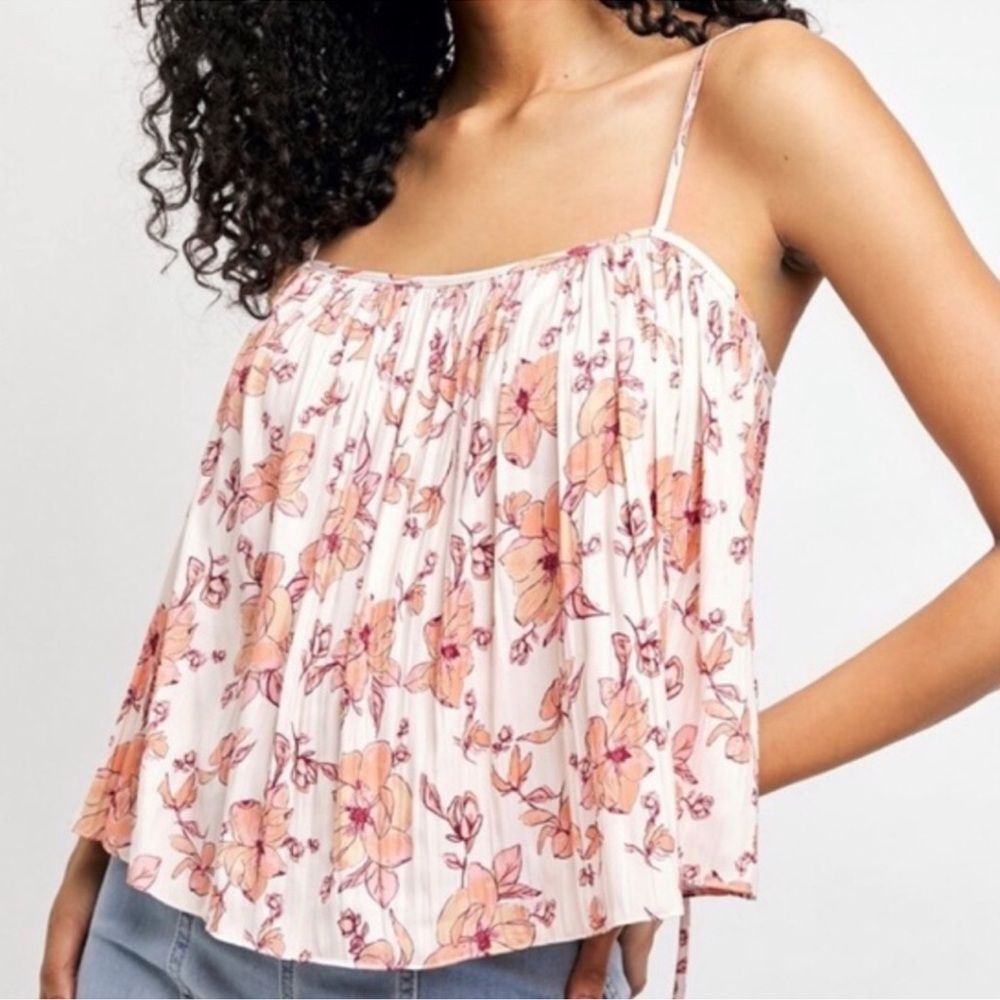 Free People Hot Take Orange Floral Camisole Tank Top Large New With Tags